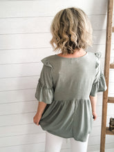 Load image into Gallery viewer, Textured Knit Ruffled Short Sleeve Top