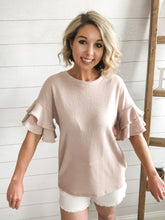 Load image into Gallery viewer, 2-Tier Ruffled Sleeves Crew Neck Knit Top - Saluda Rose Boutique