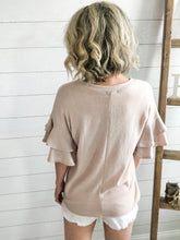 Load image into Gallery viewer, 2-Tier Ruffled Sleeves Crew Neck Knit Top - Saluda Rose Boutique