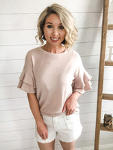 Load image into Gallery viewer, 2-Tier Ruffled Sleeves Crew Neck Knit Top - Saluda Rose Boutique