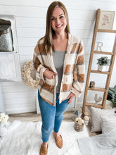 Load image into Gallery viewer, Neutral Plaid Teddy Jacket