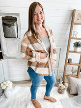 Load image into Gallery viewer, Neutral Plaid Teddy Jacket