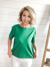Load image into Gallery viewer, Boxy green short sleeve t shirt top