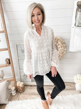 Load image into Gallery viewer, Ruffled Lace Lined Swiss Dot Top