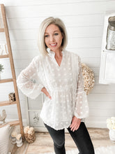 Load image into Gallery viewer, Ruffled Lace Lined Swiss Dot Top