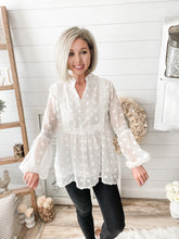 Load image into Gallery viewer, Ruffled Lace Lined Swiss Dot Top