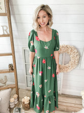 Load image into Gallery viewer, Green Floral Maxi Dress