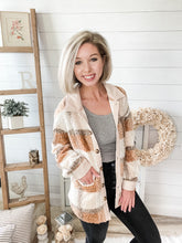 Load image into Gallery viewer, Neutral Plaid Teddy Jacket
