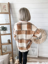 Load image into Gallery viewer, Neutral Plaid Teddy Jacket