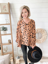Load image into Gallery viewer, Leopard Print V Neck Balloon Sleeve Top