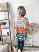Load image into Gallery viewer, Fall For Me Floral Color Block Babydoll Top