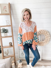 Load image into Gallery viewer, Fall For Me Floral Color Block Babydoll Top