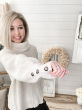 Load image into Gallery viewer, Vanilla Bean Button Sleeve Ribbed Turtleneck Sweater