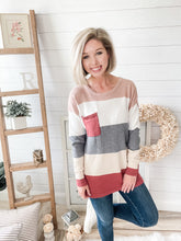 Load image into Gallery viewer, Color Block Pocketed Sweater