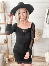 Load image into Gallery viewer, Mesh Sleeve Ruched Mini Dress