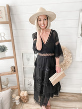 Load image into Gallery viewer, Black Lace Layered Maxi Dress