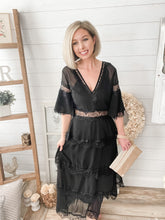 Load image into Gallery viewer, Black Lace Layered Maxi Dress