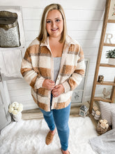 Load image into Gallery viewer, Neutral Plaid Teddy Jacket