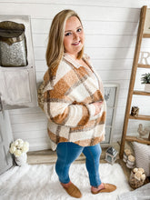 Load image into Gallery viewer, Neutral Plaid Teddy Jacket