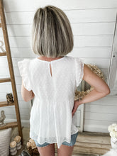 Load image into Gallery viewer, Floral Embroidered Swiss Dot Top