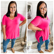 Load image into Gallery viewer, Plus Size Fuchsia Ruffled Side Slit Top