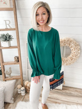 Load image into Gallery viewer, Hunter Green Bubble Sleeve Top