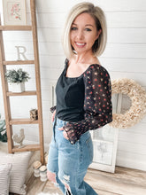 Load image into Gallery viewer, Floral Mesh Sleeve Top