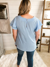Load image into Gallery viewer, Double Layered Ruffle Sleeve Top with keyhole plus size