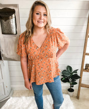 Load image into Gallery viewer, Plus Size Floral Babydoll Top