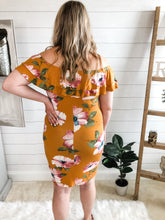 Load image into Gallery viewer, Floral Wide Strip Double Layer Frill Dress plus size