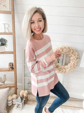 Load image into Gallery viewer, Light Pink Striped Long Sleeve Top
