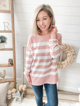 Load image into Gallery viewer, Light Pink Striped Long Sleeve Top