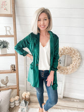Load image into Gallery viewer, Hunter Green Velvet Looking Blazer