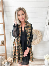 Load image into Gallery viewer, Cashmere Feeling Green and Orange Raw Hem Plaid Scarf