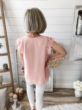 Load image into Gallery viewer, Crochet Laced Flare-Out Sleeve Lightweight Top