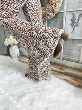 Load image into Gallery viewer, Leopard Print Raw Hem High Rise Flare Jeans