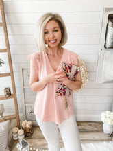 Load image into Gallery viewer, Crochet Laced Flare-Out Sleeve Lightweight Top