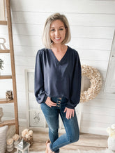 Load image into Gallery viewer, Navy V Neck Top