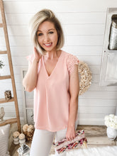 Load image into Gallery viewer, Crochet Laced Flare-Out Sleeve Lightweight Top