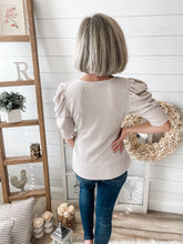 Load image into Gallery viewer, Oatmeal Puffy Shoulder Top