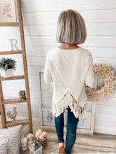 Load image into Gallery viewer, Ribbed Knit Long Sleeve Top With Fringe Accent