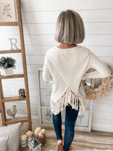 Load image into Gallery viewer, Ribbed Knit Long Sleeve Top With Fringe Accent