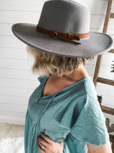 Load image into Gallery viewer, Grey Wide Brim Tassel Hat