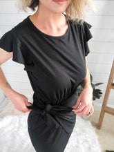 Load image into Gallery viewer, Tie Around Waist Ruffled Sleeve Dress