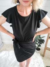 Load image into Gallery viewer, Tie Around Waist Ruffled Sleeve Dress