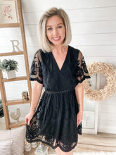 Load image into Gallery viewer, Black Floral Mesh Dress