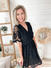 Load image into Gallery viewer, Black Floral Mesh Dress