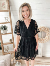 Load image into Gallery viewer, Black Floral Mesh Dress