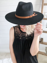 Load image into Gallery viewer, Black Wide Brim Tassel Hat
