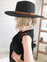 Load image into Gallery viewer, Black Wide Brim Tassel Hat